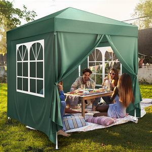 Gazebo para Acampar en el Jardín, Carpa Impermeable Plegable con 4 Paredes Laterales, Bolsa <span class=keywords><strong>de</strong></span> Transporte, Tela <span class=keywords><strong>de</strong></span> Poliéster <span class=keywords><strong>de</strong></span> 140g, Estructura <span class=keywords><strong>de</strong></span> Acero, Verde - Product Image 3