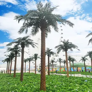 2020 热卖在印度工厂最好的价格人造日期棕榈树塑料叶子室外花园商场装饰