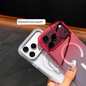 เคสโทรศัพท์แม่เหล็กแบบไล่เฉดสีหรูหรา โปร่งแสง สำหรับ iPhone 18 17Pro Max พร้อมขาตั้งเลนส์แบบซ่อน ปุ่ม AI ป้องกันแรงกระแทก - Product Image 4