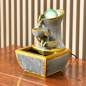 Desktop Water Fountain With <b>Rotating</b> Crystal Ball Lighted Office Decor For <b>Desk</b> Decoration Simple Style Irregular Shape - Product Image 1
