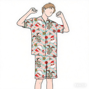 Ensemble pyjama de Noë<span class=keywords><strong>l</strong></span> en velours pour hommes Design de <span class=keywords><strong>vacances</strong></span> personnalisé 100% Jersey de coton respirant manches courtes et longueur longue Taille XXL - Product Image 3