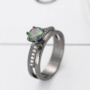 خاتم نحاسي مكعّب عصري قابل للتكديس من POYA ، تاج الأبد ، حجر الزركون الماسي لحفلات الخطوبة - Product Image 4