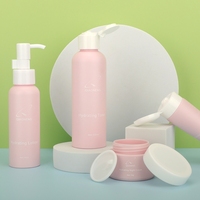 Ensemble de flacons et pots en PET rose givré du fabricant, 30g, 100ml, 150ml, pour crème pour le visage, nettoyant facial, emballage cosmétique en plastique