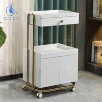 Chariot de rangement à 4 roues avec tiroirs pour salon de beauté, coiffure, maquillage et tatouage