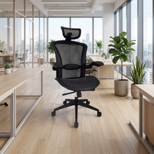 Ergonomic High Back Mesh Conference Office Chair with Adjustable Armrest and Built-In Headrest Swivel Modern Design <b>Black</b> - Product Image 1