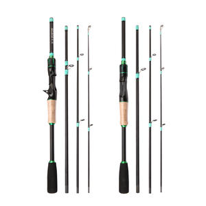 Canne à pêche en fibre de verre à 4 sections (1,6/2,1 m) avec poignée composite EVA pour la pêche au bar en mer, lancer et spinning, pêche en bateau océanique - Product Image 2