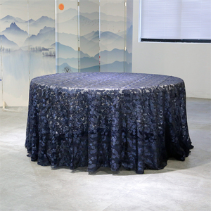 By230022 Evenementen Koninklijke Marineblauwe Jacquard Ronde Tafelkleed Bruiloft Tafelkleden Fancy Tafelkleden Voor Bruiloft Eettafel - Product Image 1