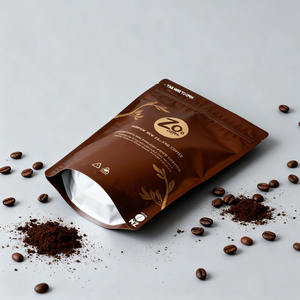 Sacs d'emballage pour <span class=keywords><strong>café</strong></span> en aluminium scellés sur huit côtés avec fermeture éclair refermable thermoscellable, qualité alimentaire, logo personnalisé - Product Image 3