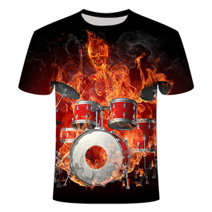 T-shirt à col rond à manches courtes, imprimé par transfert thermique, en maille durable, motif Rock, Guitare, Piano, Orchestre, Gym, Sport, pour le dropshipping - Product Image 1