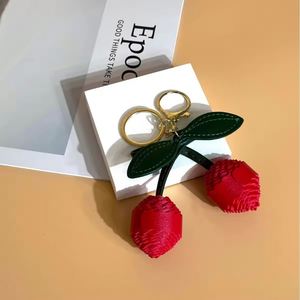 PU Leather Cute Cherry <b>Key</b> <b>Chain</b> Fashion Charm Pendant for Bag Women Car <b>Key</b> Holder Traveling Gift Keychain - Product Image 4