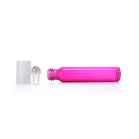 Flacons roll-on de luxe vides pour huiles essentielles et parfums, 10 ml, en verre sérigraphié, couleurs rose, bleu, vert, violet