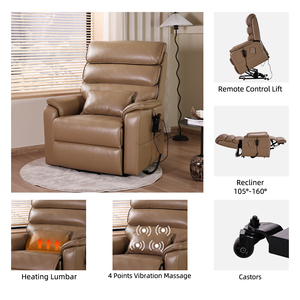 <span class=keywords><strong>Fauteuil</strong></span> inclinable électrique moderne en <span class=keywords><strong>cuir</strong></span> Power Lift pour personnes âgées, avec chauffage lombaire et massage vibrant 4 points, canapé ZG Lift - Product Image 5