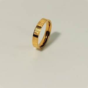 18K Gold Plated Stainless Steel <b>Ring</b> Minimalist Chinese Style Geometric Inlay Band for Women Wedding Gift Jewelry - Product Image 4
