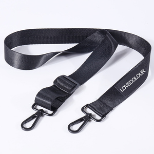 High Quality Bag Polyester Black Nylon Shoulder Lanyard Straps Adjustable Backpack Straps With Silk Creen Printing