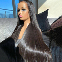 Perruques Lace Front sans colle en cheveux humains vierges Remy 100% naturels, densité 250, base en dentelle HD transparente, longueur 38 pouces, lisses, style indien