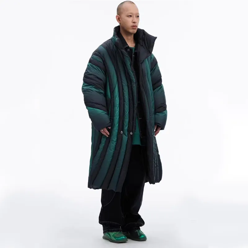 DiZNEW softshell bomber bubble long tops coat jacket windbreaker puff padded patchwork Winter for men warm jacket