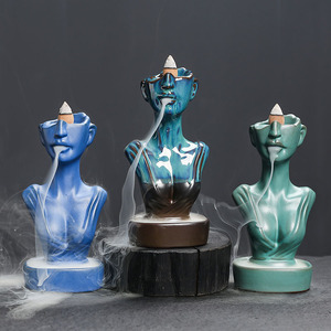 Ceramic European and American Beauty Smoke-Exhaling Sculpture <b>Backflow</b> Design Sandalwood <b>Incense</b> <b>Burner</b> Home Decor - Product Image 1
