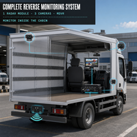 Système 3-en-1 de caméra radar d'aide au recul pour camions et bus avec moniteur MDVR et kit de capteurs de stationnement étanche pour la sécurité des flottes commerciales