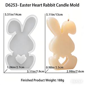 <span class=keywords><strong>Moule</strong></span> en silicone pour bougie en résine époxy, <span class=keywords><strong>forme</strong></span> de cœur de lapin mignon pour Pâques, <span class=keywords><strong>moule</strong></span> en plâtre pour aromathérapie, fabrication artisanale - Product Image 6