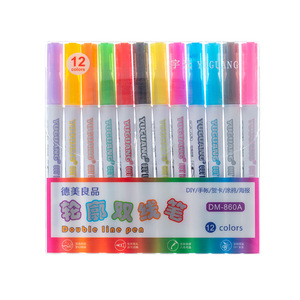 Rotuladores de doble línea, 8/12 colores de sueño, mango blanco, rotuladores de resaltado, tarjetas de regalo, bolígrafos de escritura y dibujo - Product Image 1