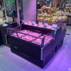 Refrigerador de exhibición de carne fresca de temperatura única para supermercado, cubierta de vidrio <span class=keywords><strong>grande</strong></span>, Control Digital para carnicero, mostradores de mariscos - Product Image 6