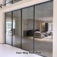 Sistema de Puerta Corredera Moderna de 4 Paneles de Aleación de Aluminio con Deslizamiento Suave para Interiores y Separador de Espacios en Jardines/Planos Abiertos