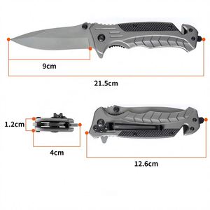 Couteau tactique de survie pliable en acier inoxydable, personnalisé OEM, très vendu, avec brise-vitre - Product Image 2