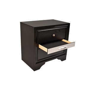 Traditional Style 2 <b>Drawer</b> Nightstand Wood Black Color <b>Storage</b> <b>Drawers</b> - Product Image 5