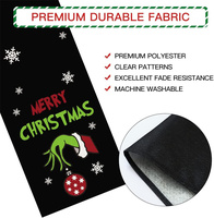 Chemin de table en lin inspiré du Grinch, 13x72 pouces, pour fêtes de Noël et usage domestique/hôtelier - Décoration verte grincheuse
