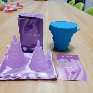 Kit de esterilizador <span class=keywords><strong>Menstrual</strong></span> de silicona, taza y taza <span class=keywords><strong>Menstrual</strong></span> limpia, estuche plegable - Product Image 2