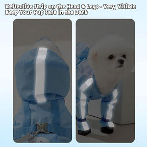 कुत्ते रेनकोट और बारिश जूते सेट पूर्ण-कवरेज के साथ चिंतनशील कुत्ते जैकेट छोटे मध्यम कुत्तों के लिए Backbag - Product Image 3