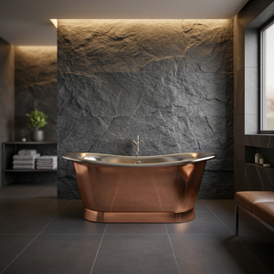 Baignoire autoportante en cuivre bronze mat ovale pour villa - Product Image 4