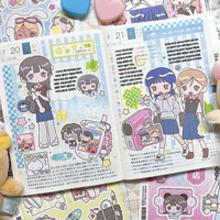 Stiker Buku Harian Gadis Gaya Jepang yang Lucu Instagram Guka Stiker Kreatif DIY