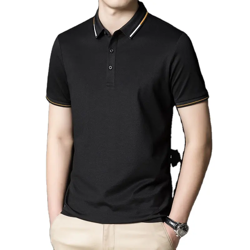 CustomSummer new short-sleeved POLO shirt men's youth solid color lapel T-shirt business casual bottoming shirt waffle