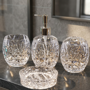 Juego de Baño Acrílico Ecológico de Cuatro Piezas con Portacepillos de Dientes, Vaso, Dispensador de Loción y Jabonera (Marca EL) - Product Image 2