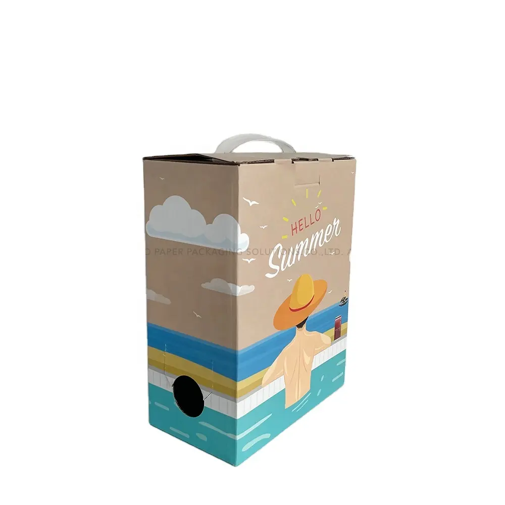 Custom Seaside Beach Bar Party Luffy Image Printed Matted Corrugated 2L Coffee Carrier Box with Aseptic Bag for Hot/Cold Drinks