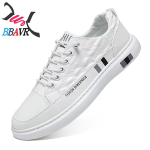 Zapatos Deportivos Casuales de Verano para Hombre, Blancos con Cuero PVC Negro, Estilo Live Head para Caminar, Logotipo Personalizable - Product Image 1