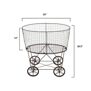 Factory Custom ODM OEM Iron Laundry <b>Basket</b> with Wheels Hamper Cart for Clothing for <b>Bathroom</b> or Living Room Use - Product Image 3