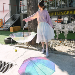 Ovida Laser changement de couleur irisé Transparent <span class=keywords><strong>parapluie</strong></span> Transparent dégradé coloré plastique PVC <span class=keywords><strong>paillettes</strong></span> <span class=keywords><strong>parapluie</strong></span> - Product Image 4