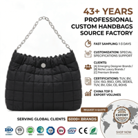 Schwarze Gesteppte Puffige Ketten-Schultertasche Weiche Kissentasche Silberner Reißverschluss Damen Leichtgewicht OEM Kundenspezifischer Druck Wasserdicht