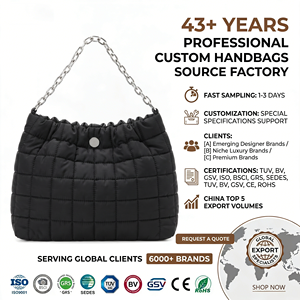 Sac à bandoulière matelassé noir avec chaîne, sac coussin doux, fermeture éclair argentée, léger, pour femme, impression personnalisée OEM, imperméable - Product Image 1