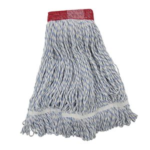 Tête de balai serpillère en microfibre Boardwalk, grande, motif rectangulaire blanc/bleu, 12/carton, en tissu large de rayonne/polyester pour finition de sol - Product Image 4