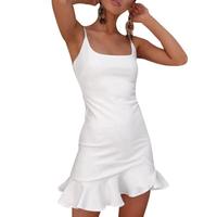 Vestido de fiesta con Espalda descubierta, cuello cuadrado, sin mangas, volantes, Irregular, Sexy, 2022
