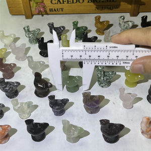 Grosir Mini kualitas tinggi alami hitam Obsidian kuarsa mawar Amethyst 2.5cm campuran kristal ukiran hewan ayam untuk hadiah - Product Image 5
