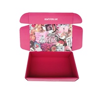 Boîte en carton ondulé pour vêtements avec impression de couleur rose, recyclable et personnalisé, 50 pièces