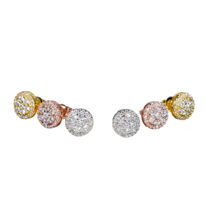 Pendientes de Hombre de Hip Hop con Diamantes de Imitación Moissanite Redondos con Corte Brillante VVS, Chapados en Oro Rosa sobre Plata de Ley - Product Image 3