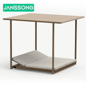 Cama de teca maciza tamaño King moderna para muebles de exterior, diseño contemporáneo para playa, piscina, hotel, parque exterior - Product Image 6