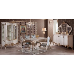 Bàn Ăn Victory Classic King Với Ghế Gỗ Rắn Chạm Khắc Bộ Đồ Nội Thất Phòng Ăn Hoàng Gia Lá Vàng - Product Image 2