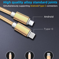 16 pièces de fil tissé en nylon 1 à 2 câble de charge rapide USB pour la charge simultanée Android Type-C