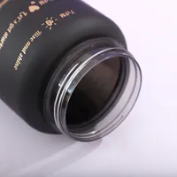 Botellas Térmicas Negras de Plástico GC de 3 Piezas, 2000 ml, Ecológicas, de Gran Capacidad, con Diseño Motivacional